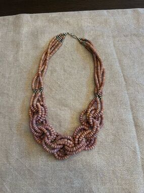 Vintage Wood Beaded Statement Necklace